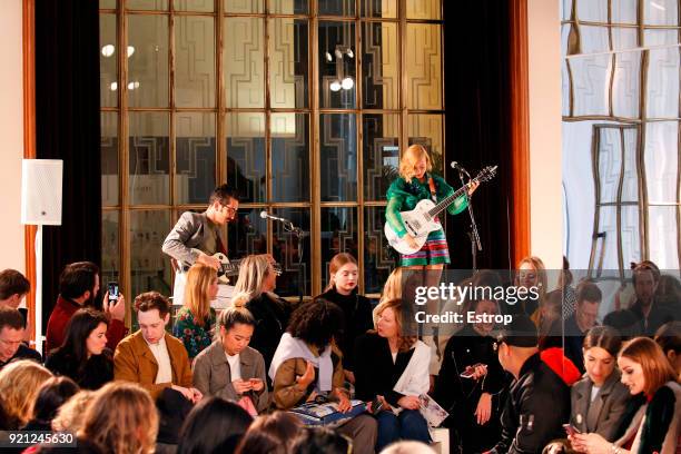 Atmosphere at the Delpozo show during London Fashion Week February 2018 at RIBA on February 18, 2018 in London, England.