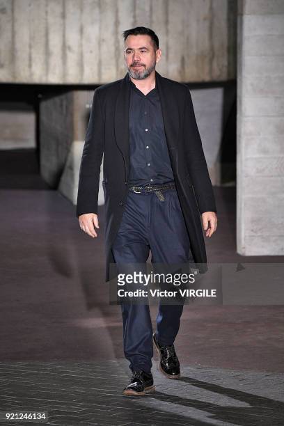 Fashion designer Roland Mouret walks the runway at the Roland Mouret Ready to Wear Fall/Winter 2018-2019 fashion show during London Fashion Week...