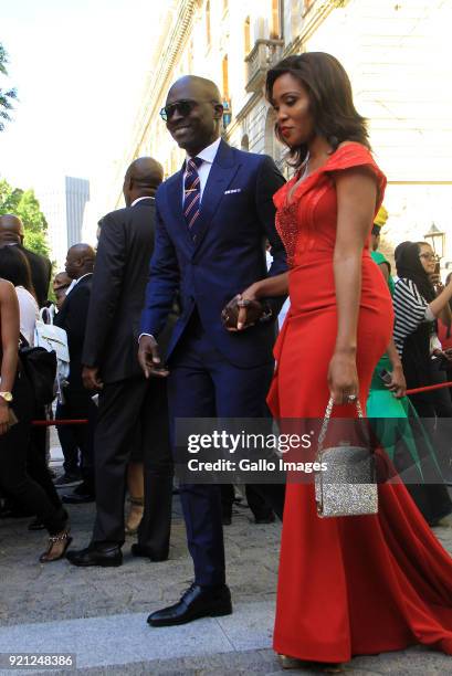 Finance Minister Malusi Gigaba and Wife Norma on the red carpet at the State of the Nation Address 2018 in Parliament on February 16, 2018 in Cape...