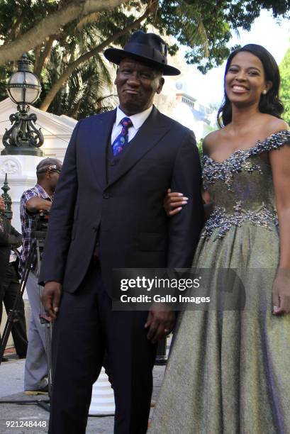 Deputy Minister of Agriculture, Forestry and Fisheries Bheki Cele and his wife Thembeka Ngcobo arrive at the State of the Nation Address 2018 in...