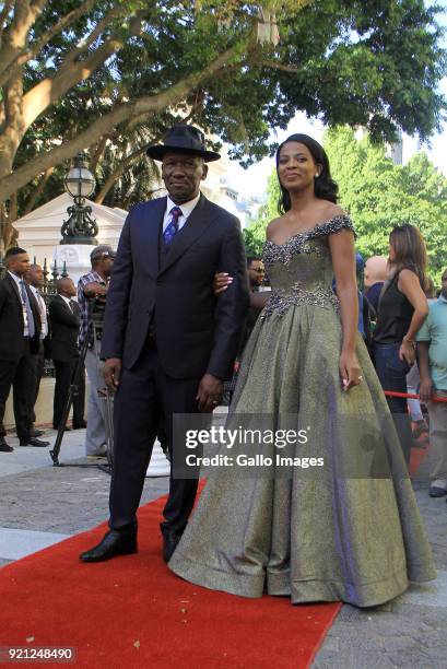 Deputy Minister of Agriculture, Forestry and Fisheries Bheki Cele and his wife Thembeka Ngcobo arrive at the State of the Nation Address 2018 in...