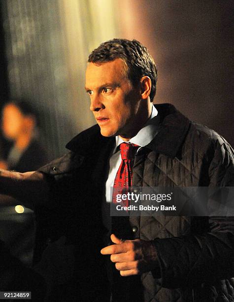 Tate Donovan on location for "Damages" on the streets of Manhattan on October 20, 2009 in New York City.