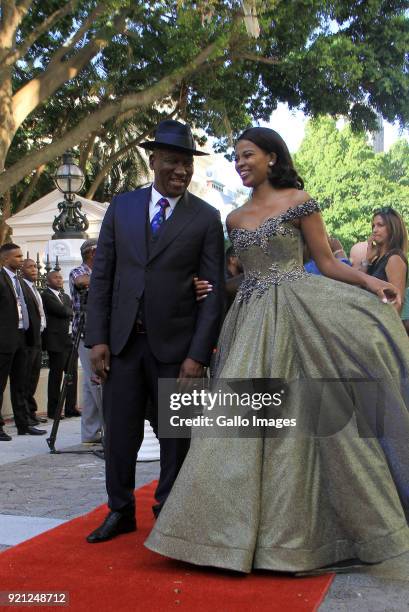 Deputy Minister of Agriculture, Forestry and Fisheries Bheki Cele and his wife Thembeka Ngcobo arrive at the State of the Nation Address 2018 in...