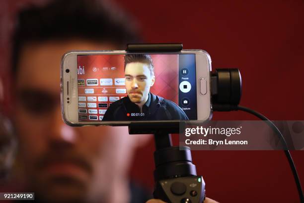 4th Abu Dhabi Tour 2018 / Top Riders Press Conference Tom Dumoulin of The Netherlands / Illustration / Telephone / Yas Marina F1 Circuit / PC / Ride...