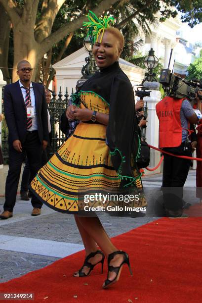 Minister of Small Business Development Lindiwe Zulu on the red carpet at the State of the Nation Address 2018 in Parliament on February 16, 2018 in...