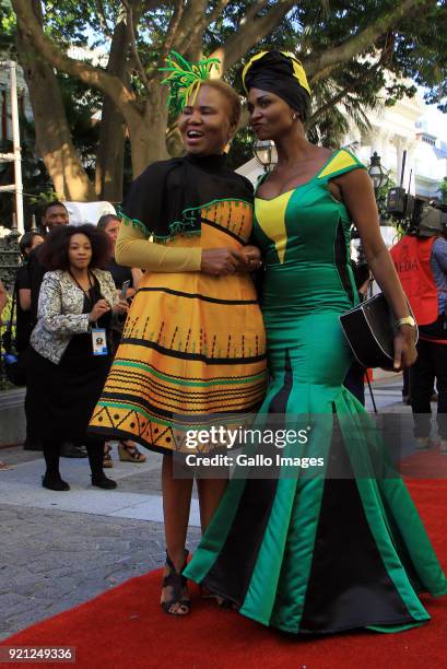 Minister of Small Business Development Lindiwe Zulu on the red carpet at the State of the Nation Address 2018 in Parliament on February 16, 2018 in...