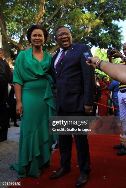 Filkele and Nozuko Mbalula on the red carpet at the State of the Nation Address 2018 in Parliament on February 16, 2018 in Cape Town, South Africa....