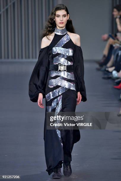 Model walks the runway at the Temperley London Ready to Wear Fall/Winter 2018-2019 fashion show during London Fashion Week February 2018 on February...