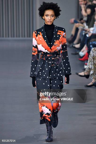 Model walks the runway at the Temperley London Ready to Wear Fall/Winter 2018-2019 fashion show during London Fashion Week February 2018 on February...