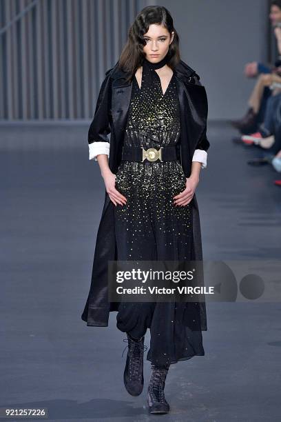 Model walks the runway at the Temperley London Ready to Wear Fall/Winter 2018-2019 fashion show during London Fashion Week February 2018 on February...