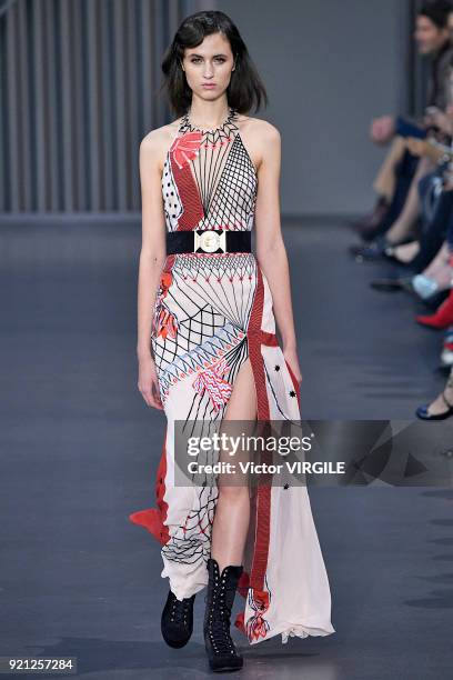 Model walks the runway at the Temperley London Ready to Wear Fall/Winter 2018-2019 fashion show during London Fashion Week February 2018 on February...