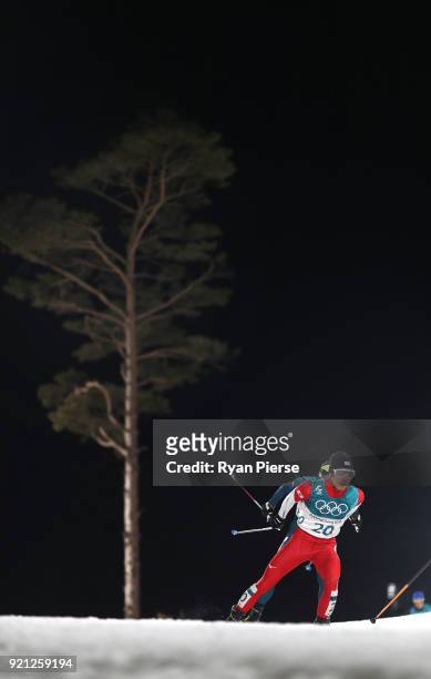 Yoshito Watabe of Japan competes during the Nordic Combined Individual Gundersen 10km Cross-Country on day eleven of the PyeongChang 2018 Winter...