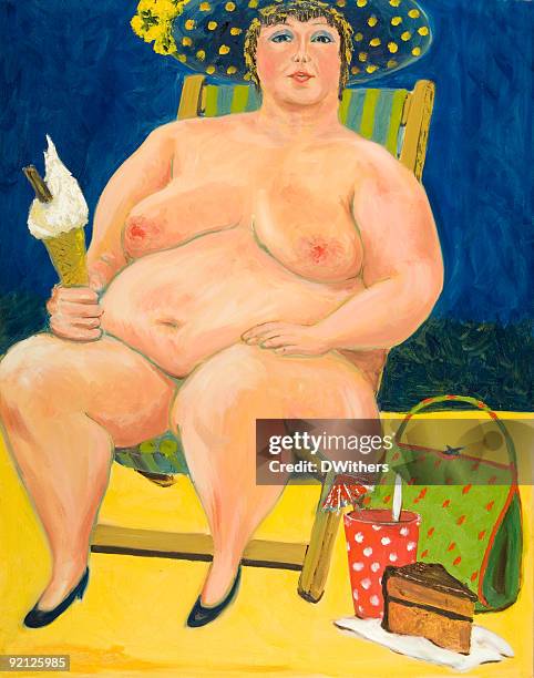 fat lady im liegestuhl sitzend - raster stock-grafiken, -clipart, -cartoons und -symbole