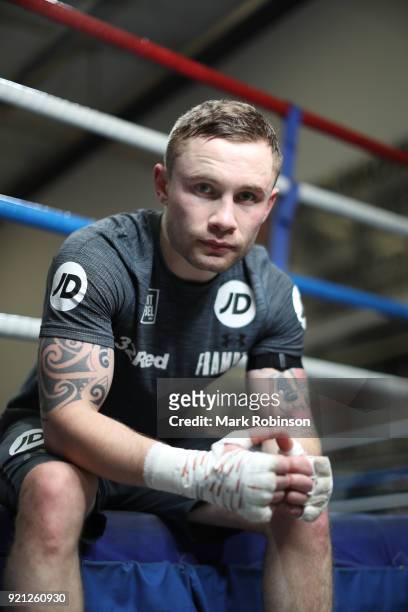 Carl Frampton poses for a portrait ahead of a media work out session at on February 20, 2018 in Manchester, England.