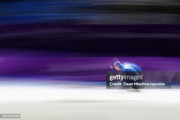 Kim Jun-Ho of South Korea compete during the Men's 500m Speed Skating on day 10 of the PyeongChang 2018 Winter Olympic Games at Gangneung Oval on...