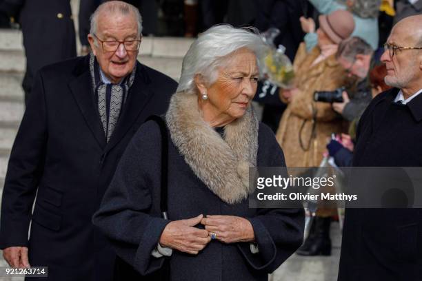 Queen Paola of Belgium and King Albert II of Belgium attend a mass commemoration at Our Lady Church on February 20, 2018 in Brussels, Belgium.