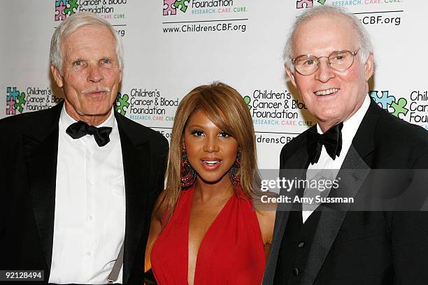 Media mogul Ted Turner, singer Toni Braxton and actor Charles Grodin attend the "Breakthrough Ball" fundraising gala at The Plaza Hotel on October...