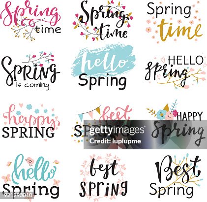 Hello Spring Time Vector Lettering Text Greeting Card Special ...
