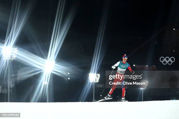 Lukas Danek of the Czech Republic competes during the Nordic Combined Individual Gundersen 10km Cross-Country on day eleven of the PyeongChang 2018...