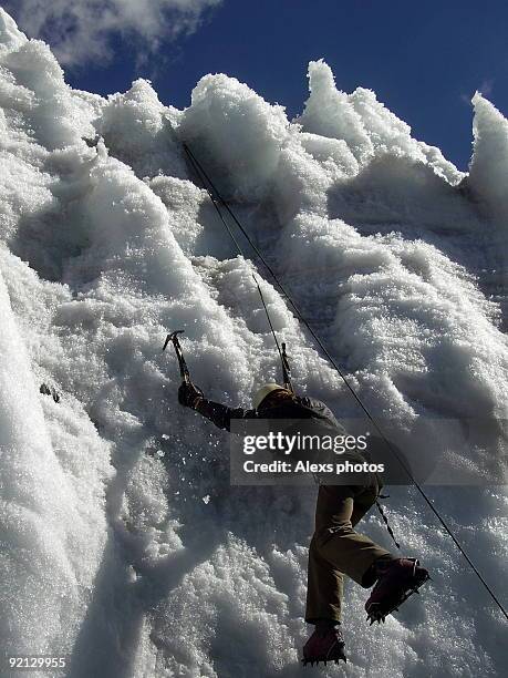 ice climbing - icepick stock-fotos und bilder