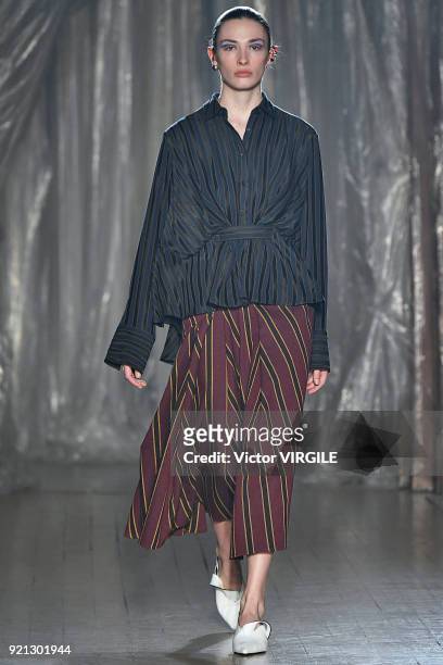 Model walks the runway at the Palmer Harding Ready to Wear Fall/Winter 2018-2019 fashion show during London Fashion Week February 2018 on February...