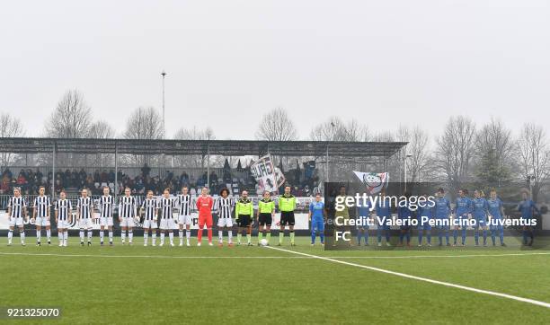 Team of Juventus Women and team of Empoli Ladies line up during the match between Juventus Women and Empoli Ladies at Juventus Center Vinovo on...