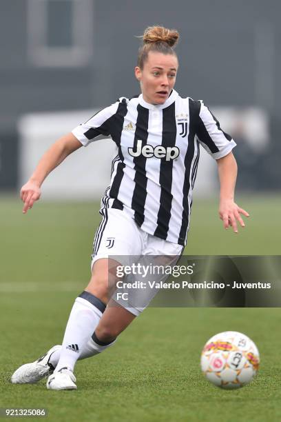 Aurora Galli of Juventus Women in action during the match between Juventus Women and Empoli Ladies at Juventus Center Vinovo on February 17, 2018 in...