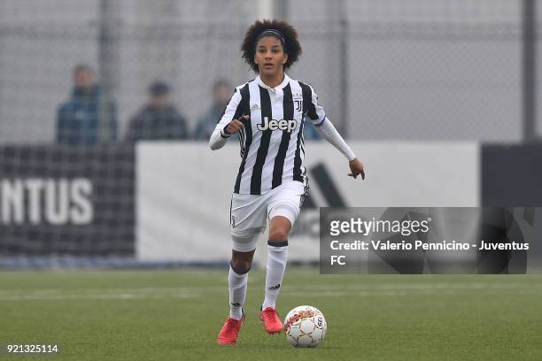 Sara Gama of Juventus Women in action during the match between Juventus Women and Empoli Ladies at Juventus Center Vinovo on February 17, 2018 in...