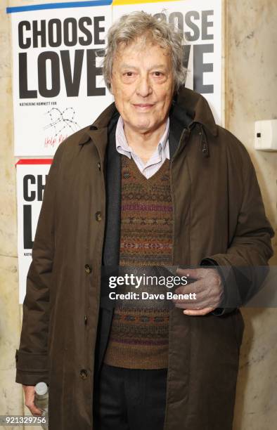 Tom Stoppard attends the Choose Love fundraiser in aid of Help Refugees at The Fortune Theatre on February 19, 2018 in London, England.