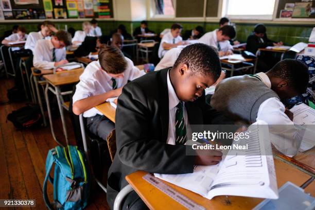 Students from the King Edward VII school take part in lessons on March 29, 2017 in Johannesburg, South Africa. Those born since the collapse of the...