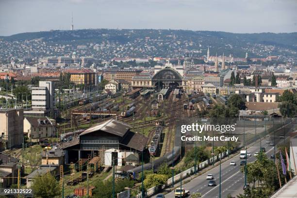 General view is seen of the area surrounding Keleti station on July 21, 2016 in Budapest, Hungary. Last summer thousands of refugees and migrants...