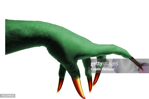 witch hand with claws - klauw-lichaamsdeel-van-dieren stockfoto's en -beelden