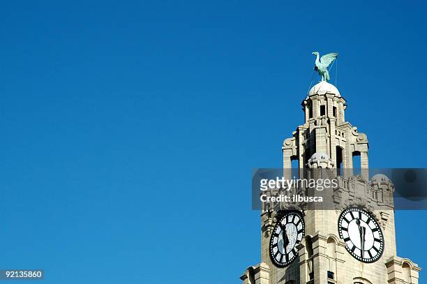 liver building with copy space - royal liver building stock pictures, royalty-free photos & images