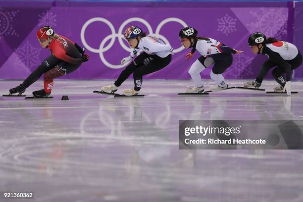 Marianne St Gelais of Canada, Alang Kim of Korea, Lana Gehring of the United States and Sumire Kikuchi of Japan during the Ladies Short Track Speed...