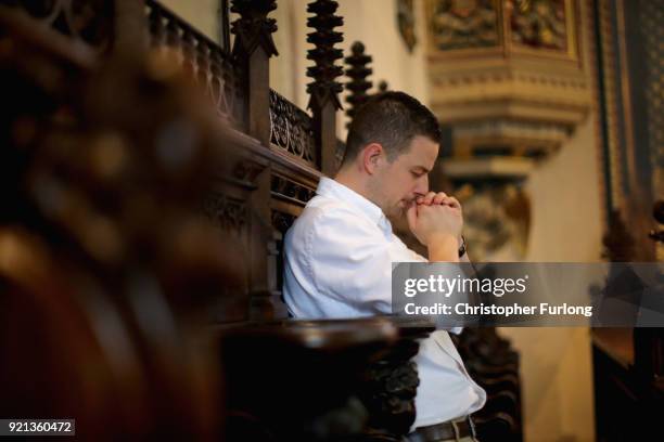 Third year seminarian Gavin Landers prays and spends time alone in chapel of Oscott College on June 27, 2014 in Birmingham, England. St. Mary's...