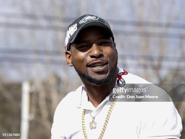 Linebacker Nigel Bradham of the Philadelphia Eagles returns home as a Super Bowl Champion where he was honored as Grand Marshall in parade at the...