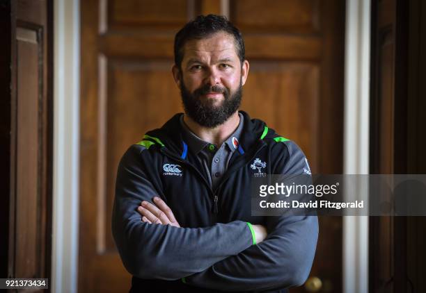 Maynooth , Ireland - 20 February 2018; Defence coach Andy Farrell poses for a portrait following an Ireland press conference at Carton House in...