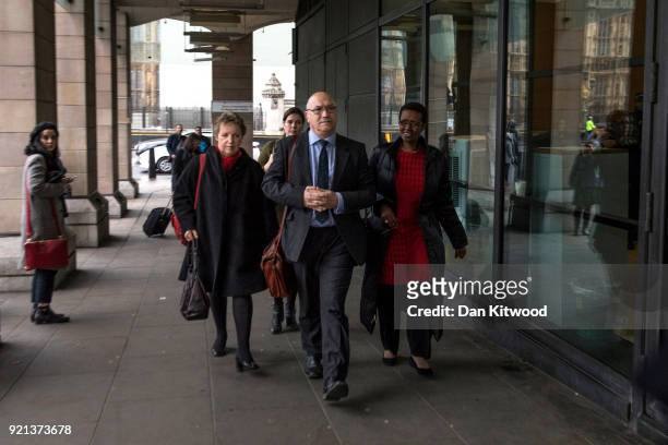 Oxfam CEO Mark Goldring , Oxfam Chair of Trustees and Executive Director of Oxfam, Winnie Byanyima, arrive to face a select committee hearing at...
