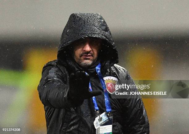 Melbourne Victory FC head coach Kevin Muscat gestures during the AFC Asian Champions League group F football match between against Shanghai SIPG FC...