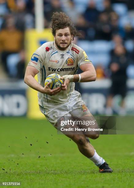 Alec Hepburn of Exeter Chiefs during the Aviva Premiership match between Wasps and Exeter Chiefs at The Ricoh Arena on February 18, 2018 in Coventry,...