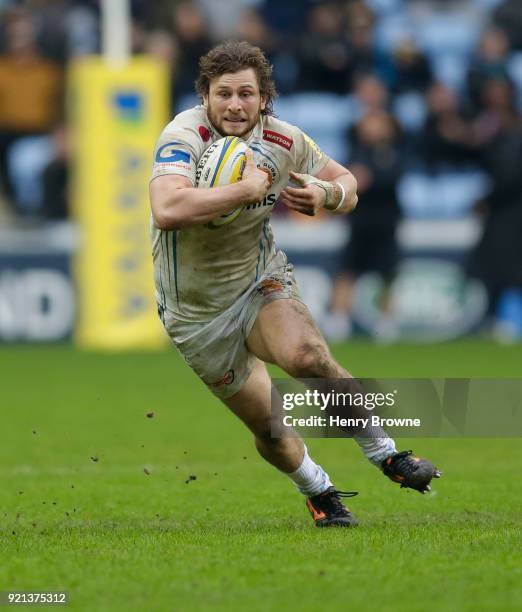 Alec Hepburn of Exeter Chiefs during the Aviva Premiership match between Wasps and Exeter Chiefs at The Ricoh Arena on February 18, 2018 in Coventry,...