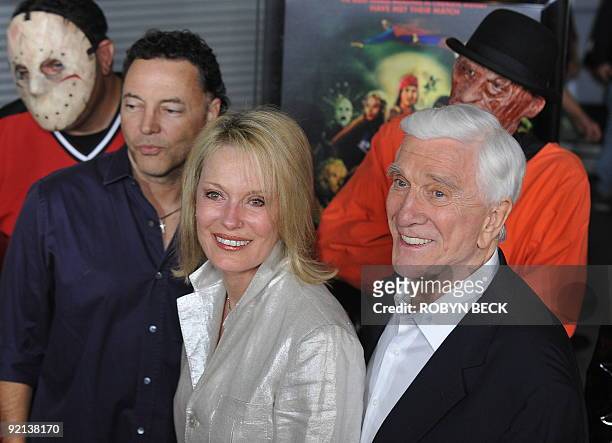 Cast member Leslie Nielsen arrives with his wife Barbaree Earl Nielsen at the premiere of the horror film parody "Stan Helsing" in the Hollywood...