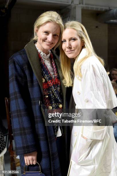 Candice Lake and Alice Naylor-Leyland attend the Isa Arfen show during London Fashion Week February 2018 at Eccleston Place on February 20, 2018 in...