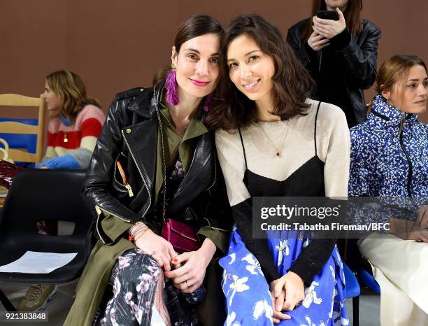 Maria Kastani and Jasmine Hemsley attend the Isa Arfen show during London Fashion Week February 2018 at Eccleston Place on February 20, 2018 in...