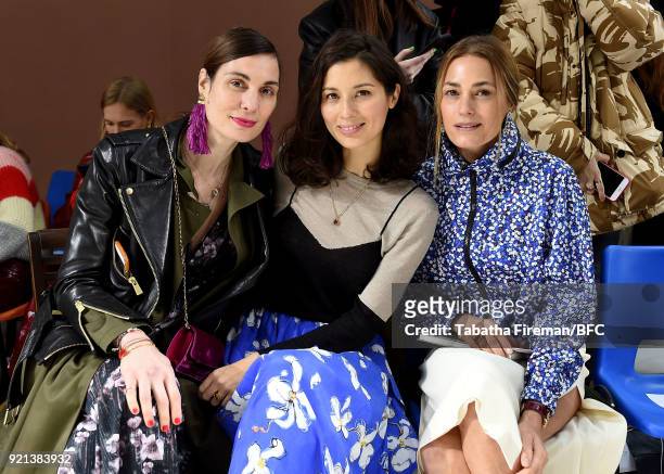 Maria Kastani, Jasmine Hemsley and Yasmin Le Bon attend the Isa Arfen show during London Fashion Week February 2018 at Eccleston Place on February...