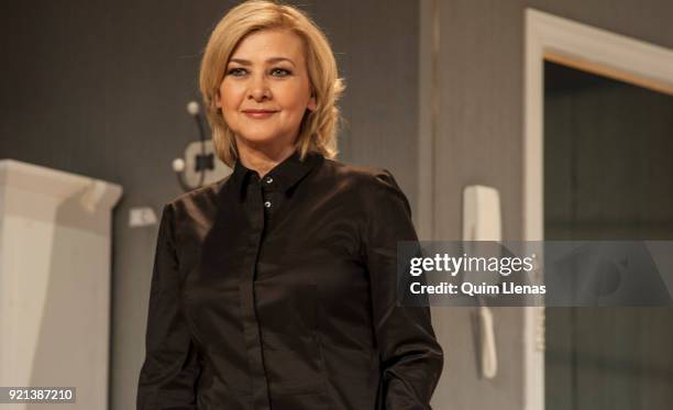 Spanish actress Amparo Larranaga attends the presentation of Ramon Paso’s play ‘El reencuentro’ on stage at the Maravillas Theatre on February 12,...