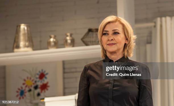 Spanish actress Amparo Larranaga attends the presentation of Ramon Paso’s play ‘El reencuentro’ on stage at the Maravillas Theatre on February 12,...