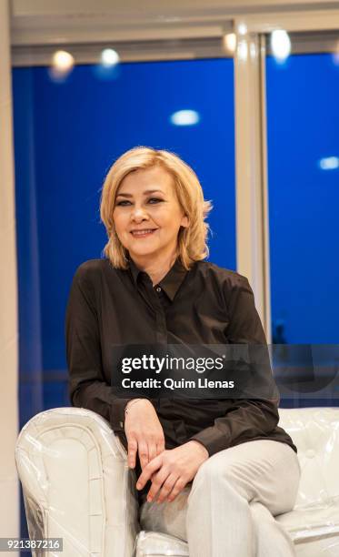 Spanish actress Amparo Larranaga attends the presentation of Ramon Paso’s play ‘El reencuentro’ on stage at the Maravillas Theatre on February 12,...