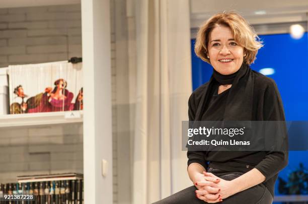 Spanish actress Maria Pujalte attends the presentation of Ramon Paso’s play ‘El reencuentro’ on stage at the Maravillas Theatre on February 12, 2018...