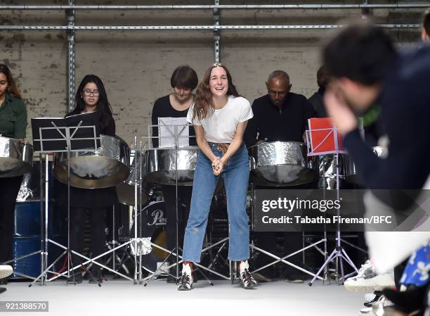 Designer Serafina Sama on the runway at the Isa Arfen show during London Fashion Week February 2018 at Eccleston Place on February 20, 2018 in...